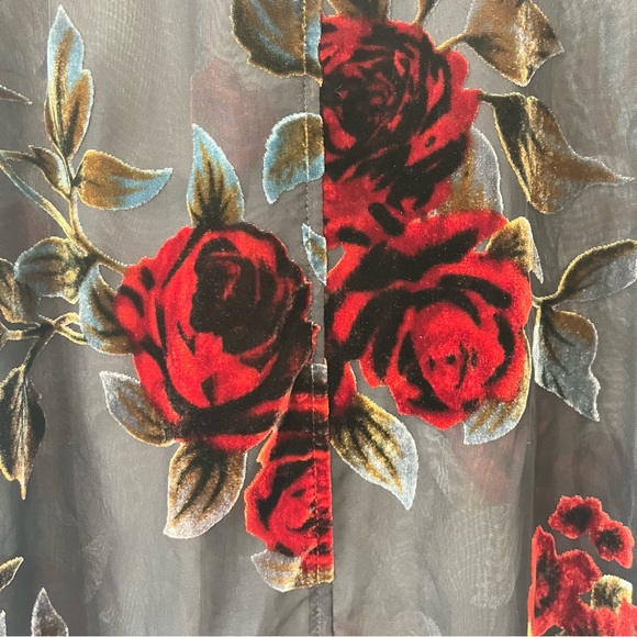 Karen Kane Womens Velvet Burnout Pullover Floral Blouse (J1) - Picture 10 of 11